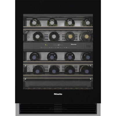 Miele 24 in. Undercounter Wine Cooler with Dual Zones & 34 Bottle Capacity - Black | KWT6322UGBLK