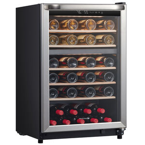 Frigidaire 22 in. Freestanding Wine Cooler with Wood Racks, Dual Temperature Zones & 45-Bottle Capacity - Stainless Steel, , hires