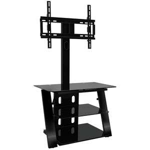 Generations Modern TV Stand with Mount and 3 Glass Shelves - Fits TVs up to 50" - Black, , hires