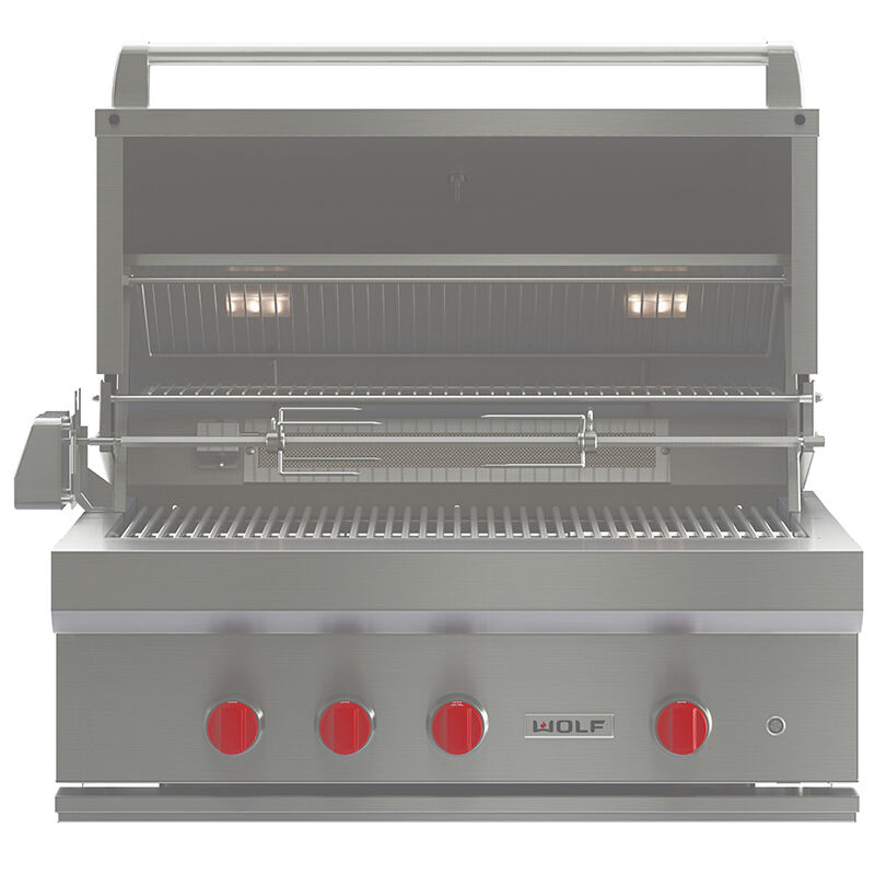 Wolf Designer 36 in. 4-Burner Built-In/Freestanding Liquid Propane Gas Grill with Rotisserie & Sear Burner - Stainless Steel, , hires