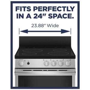 GE 24 in. 2.9 cu. ft. Electric Range with Smoothtop Burners - Stainless Steel, , hires