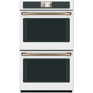 Cafe Professional Series 30 in. 10.0 cu. ft. Smart Top Control Electric Double Wall Oven with True European Convection - Matte White, , hires