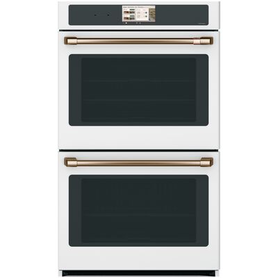 Cafe Professional Series 30 in. 10.0 cu. ft. Smart Top Control Electric Double Wall Oven with True European Convection - Matte White | CTD90DP4ZW2