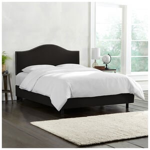 Skyline Full Nail Button Bed in Linen - Black, Black, hires