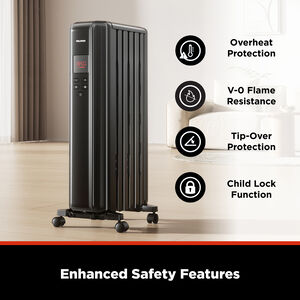 Pelonis 1500W Radiator Space Heater with 3 Heat Settings & Overheat Safety Shut-Off - Black, , hires