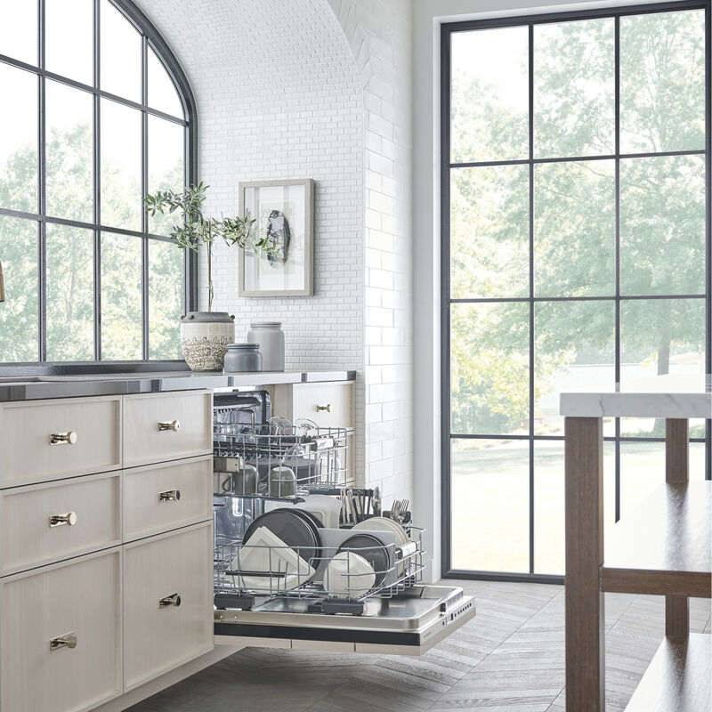 Monogram 24 in. Top Control Flush-Mount Smart Dishwasher with 39 dBa Sound Level, 3rd-Rack & Max Dry system - Custom Panel Ready, , hires