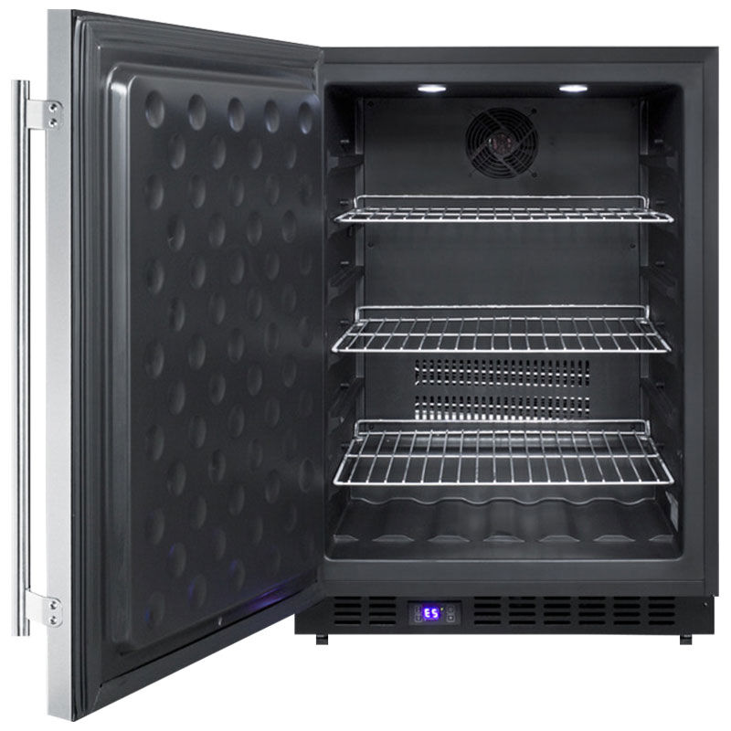 Summit 24 in. 4.7 cu. ft. Outdoor Frrost Free Upright Compact Freezer with Adjustable Shelves & Digital Control - Stainless Steel, , hires