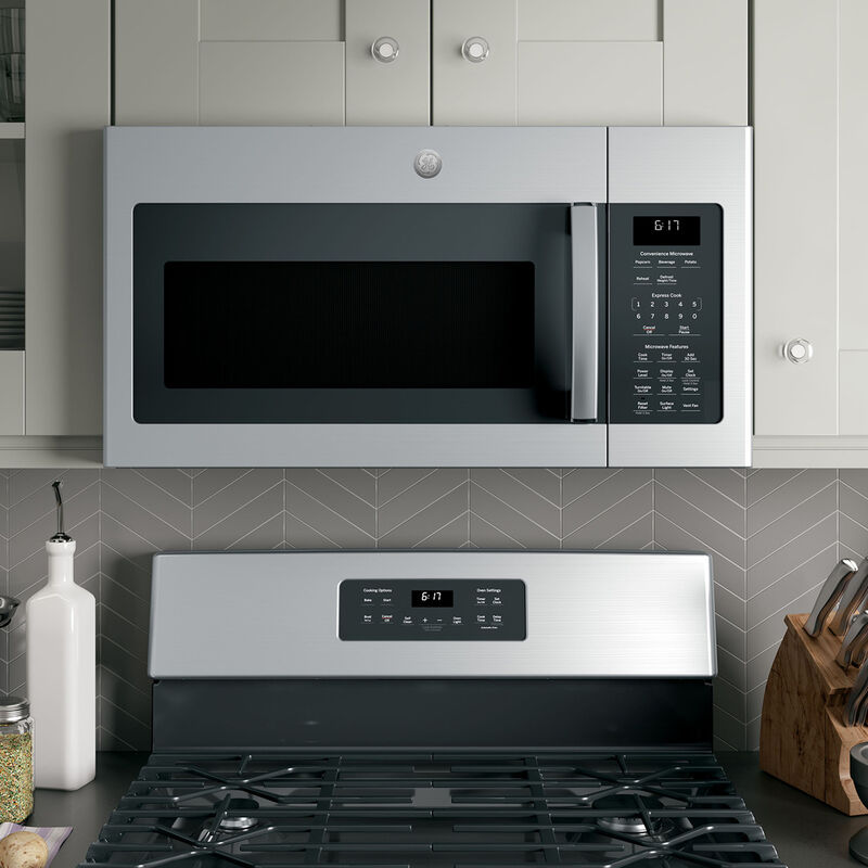 GE 30 in. 1.7 cu. ft. 1000W Over-the-Range Microwave with 300 CFM - Stainless Steel, Stainless Steel, hires