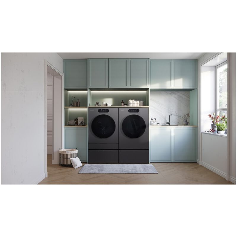 LG 29 in. 5.8 cu. ft. Smart Stackable Front Load Washer with Built-In Intelligence, TurboWash 360, EZ Dispense, Sanitize & Steam Cycle - Brushed Black Steel, , hires