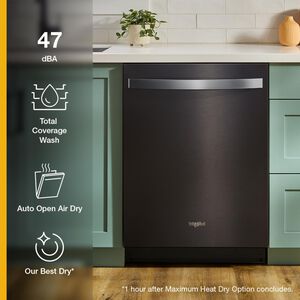 Whirlpool 24 in. Top Control Dishwasher with 47 dBA Sound Level, 3rd Rack & Auto Open Air Dry - Fingerprint Resistant Black Stainless, , hires
