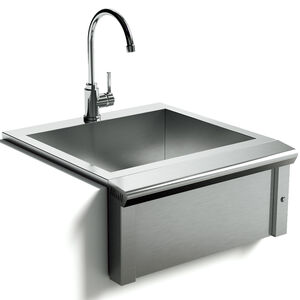 XO 24" Pro-Grade Luxury Apron Sink with LED Illunination - Stainless Steel, , hires
