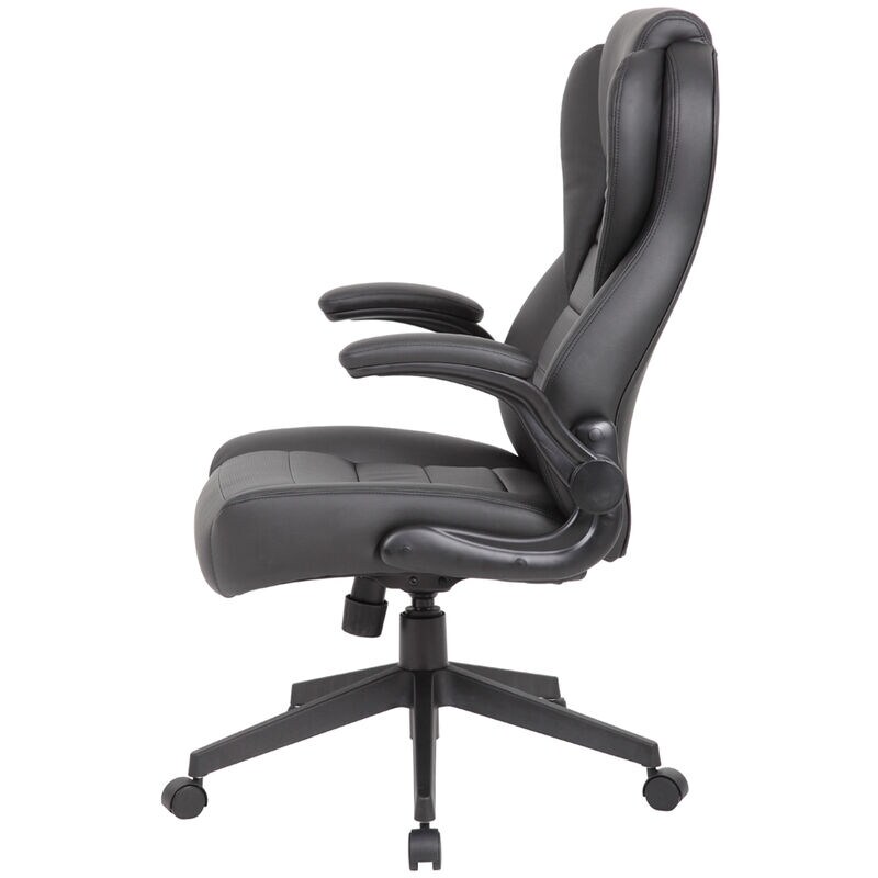 Boss Executive High Back CaressoftPlus Flip Arm Chair - Black, , hires