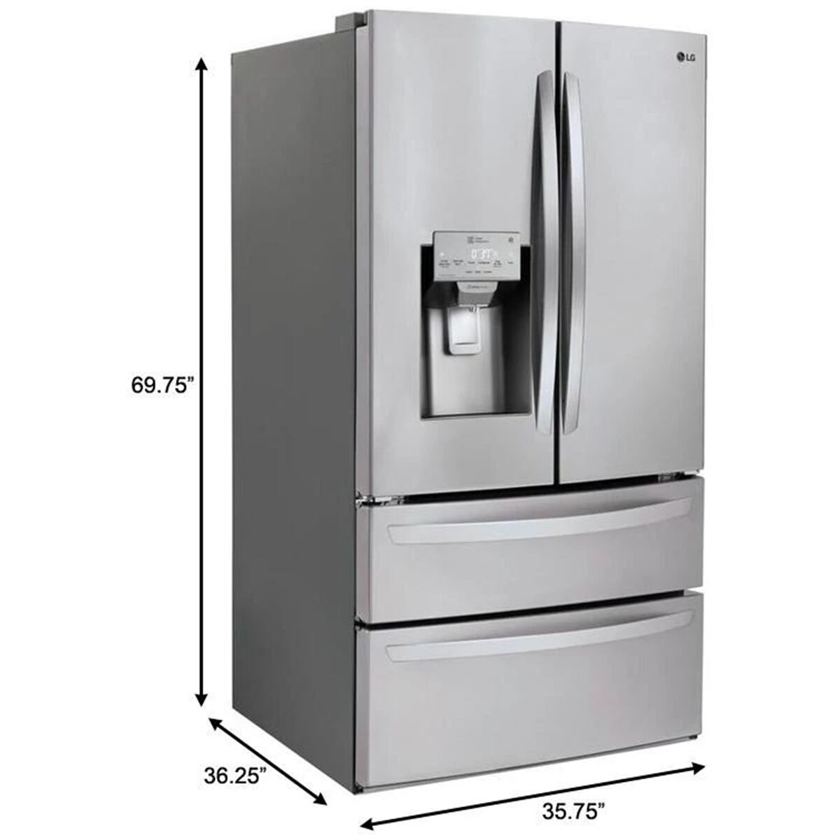 LG 36 in. 27.8 cu. ft. Smart 4-Door French Door Refrigerator with