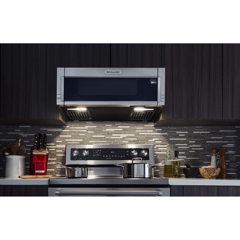 KitchenAid 30" 1.1 Cu. Ft. Over-the-Range Microwave with 10 Power Levels, 500 CFM & Sensor Cooking Controls - Stainless Steel, Stainless Steel, hires