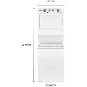 Whirlpool 27 in. Laundry Center with 3.5 cu. ft. Washer with 9 Wash Programs & 5.9 cu. ft. Gas Dryer with 4 Dryer Programs, Sensor Dry & Wrinkle Care - White, , hires