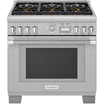 Thermador Pro Grand Professional Series 36 in. 5.7 cu. ft. Smart Convection Oven Freestanding Gas Range with 6 Sealed Burners - Stainless Steel | PRG366WG