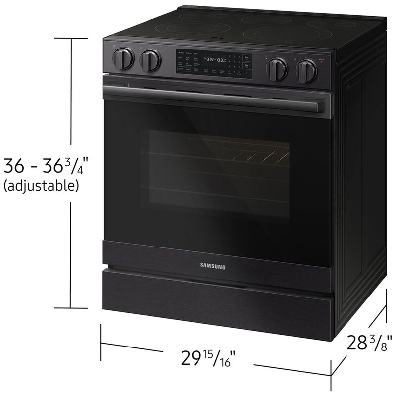 Samsung Bespoke 30 in. 6.3 cu. ft. Smart Air-Fry True European Convection Slide-In Electric Range with Radiant Burners - Matte Black Steel, Matte Black Steel, hires