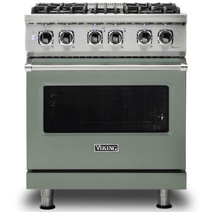 Viking 5 Series 30 in. 4.7 cu. ft. True European Convection Dual Fuel Range with 4 Sealed Burners - Eucalyptus, , hires