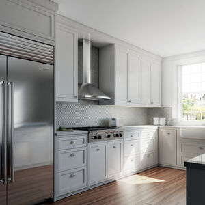 XO 36 in. Convertible Chimney Style Range Hood with 600 CFM, 3 Fan Speeds & 2 LED Lights - Stainless Steel, , hires