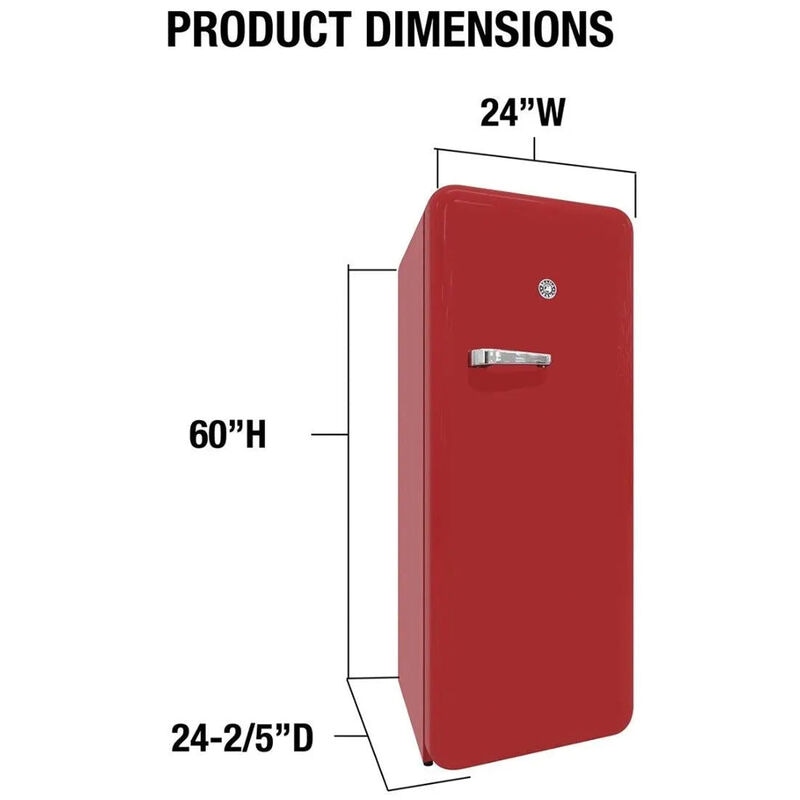 Brama Retro 24 in. 9.9 cu. ft. Top Freezer Refrigerator - Red, Red, hires