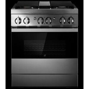 JennAir Noir Series 30 in. 4.1 cu. ft. Smart True European Convection Dual Fuel Range with 4 Sealed Burners - Stainless Steel, , hires