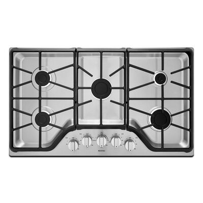 Maytag 36 in. 5-Burner Natural Gas Cooktop with Simmer Burner & Power Burner - Stainless Steel | MGC7536DS