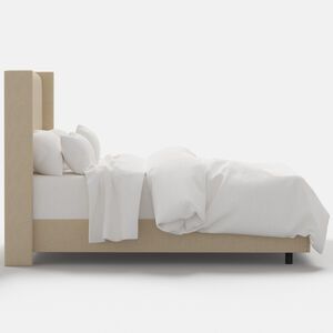 Skyline Furniture Linen Fabric Upholstered King Size Wingback Bed - Linen, Linen, hires