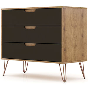 Manhattan Comfort Rockefeller Mid-Century Modern 3-Drawer Dresser - Textured Gray, , hires
