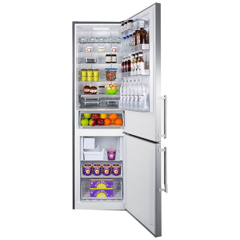 Summit 24 in. 11.7 cu. ft. Counter Depth Bottom Freezer Refrigerator with Ice Maker - Stainless Steel, , hires