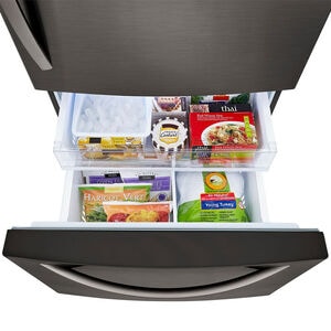 LG 33 in. 25.5 cu. ft. Bottom Freezer Refrigerator with Ice Maker - PrintProof Black Stainless Steel, PrintProof Black Stainless Steel, hires