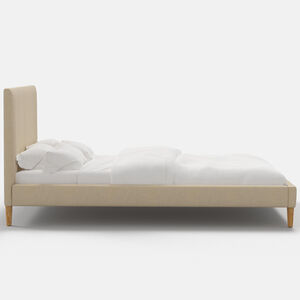 Skyline Furniture Linen Fabric Upholstered Queen Size Platform Bed - Linen, Linen, hires