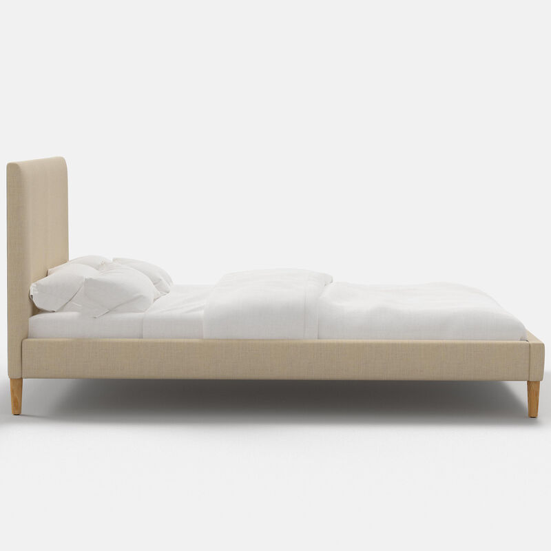 Skyline Furniture Linen Fabric Upholstered Queen Size Platform Bed - Linen, Linen, hires