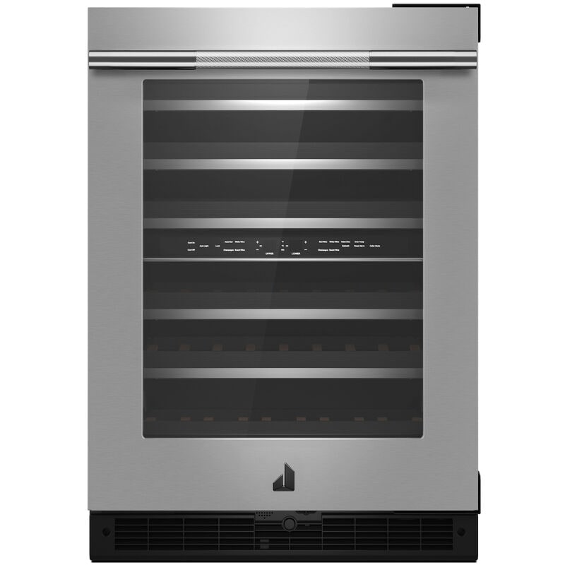 JennAir Rise 24 in. Undercounter Wine Cooler with Wood Racks, Dual Temperature Zones & 45 Bottle Capacity - Stainless Steel, , hires