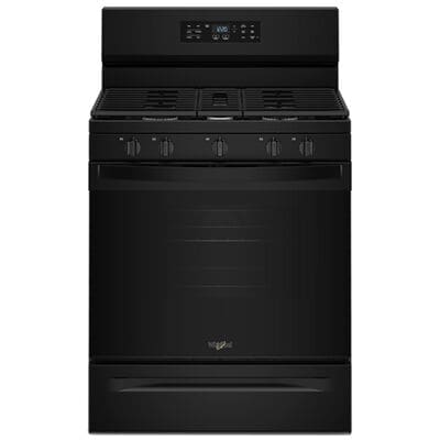 Whirlpool 30 in. 5.0 cu. ft. Air-Fry Standard Convection Gas Range with 5 Sealed Burners - Black | WFGS4530SB