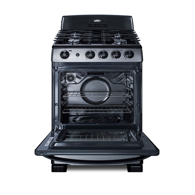Summit 24 in. 2.9 cu. ft. Gas Range with 4 Sealed Burners - Stainless Steel, , hires