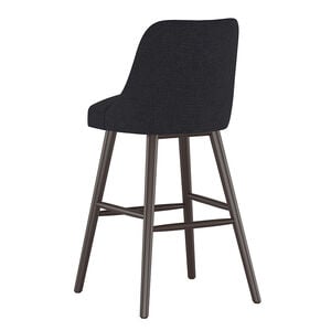 Skyline Furniture Modern Mid Century Bar Stool in Linen Fabric - Black, Black, hires