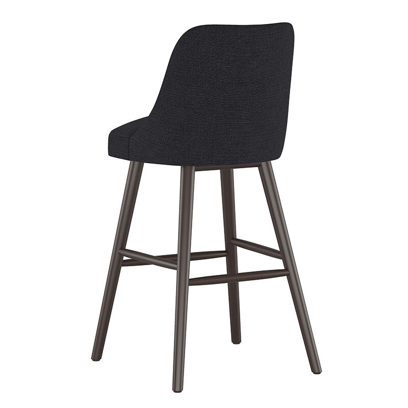 Skyline Furniture Modern Mid Century Bar Stool in Linen Fabric - Black, Black, hires