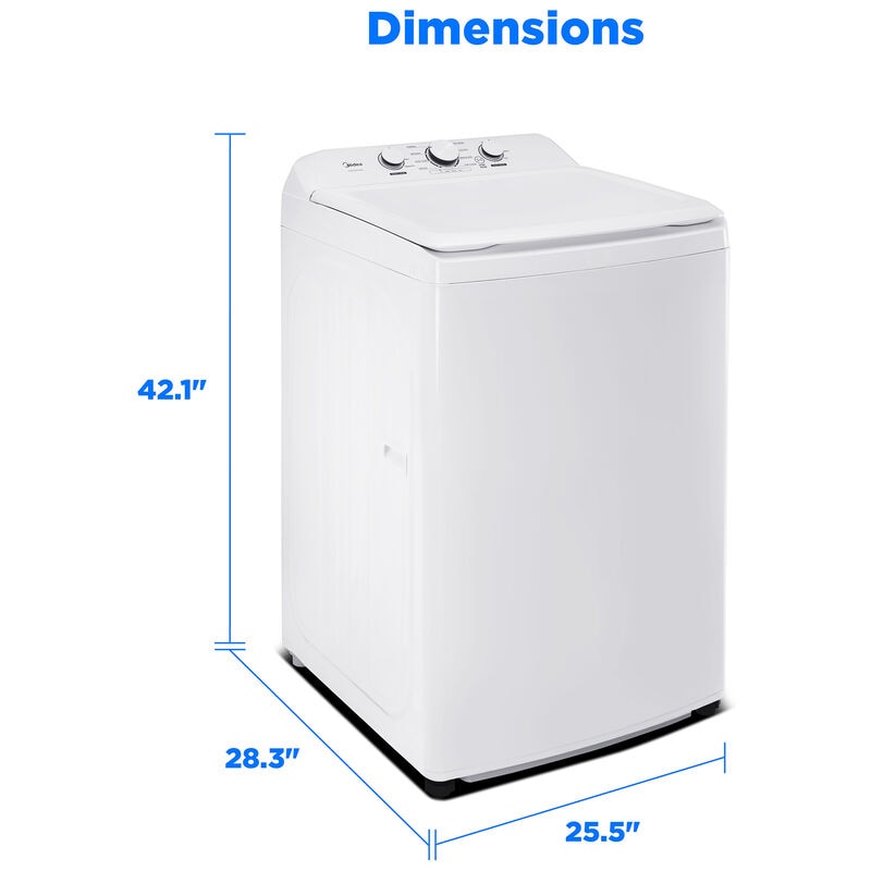 Midea 25 in. 3.9 cu. ft. Top Load Washer with Power Wave 360 Agitator - White, , hires