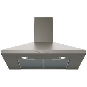 GE 30 in. Convertible Chimney Style Range Hood with 350 CFM, 4 Fan Speeds & 2 Halogen Lights - Slate, , hires
