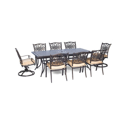 Hanover Traditions 9-Piece Dining Set with 6 Dining Chairs and 2 Swivel Rockers | TRADDN9PCSW2