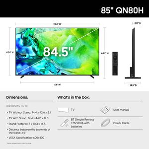 Samsung - 85" Class QN80H Neo QLED 4K UHD Smart Tizen TV, , hires