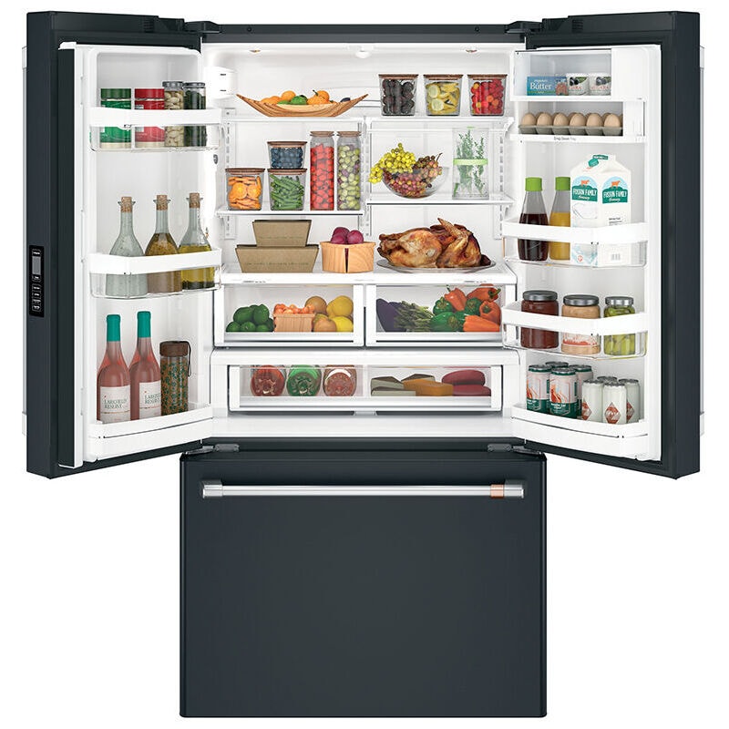 Cafe 36 in. 23.1 cu. ft. Smart Counter Depth French Door Refrigerator with Internal Water Dispenser - Matte Black, Matte Black, hires