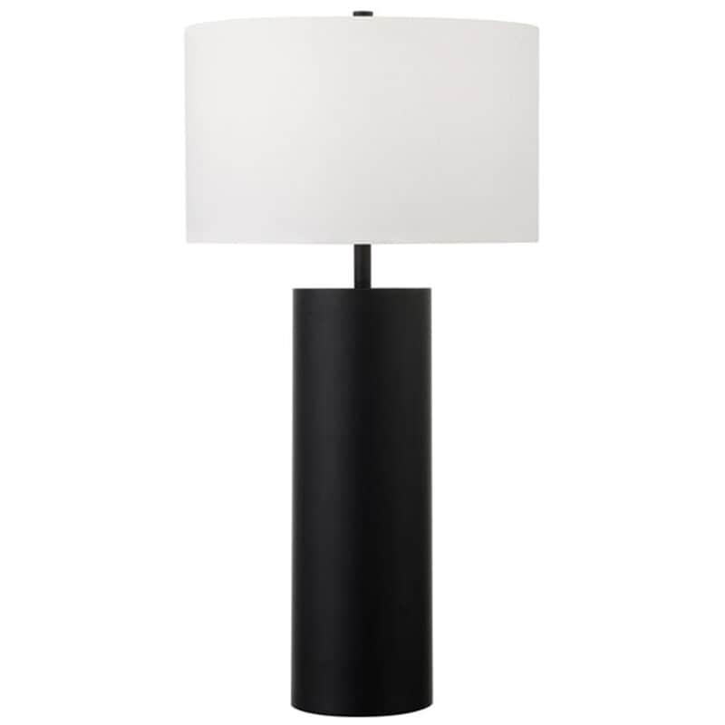 Hudson & Canal York Tall Table Lamp with Fabric Shade - Blackened Bronze, , hires