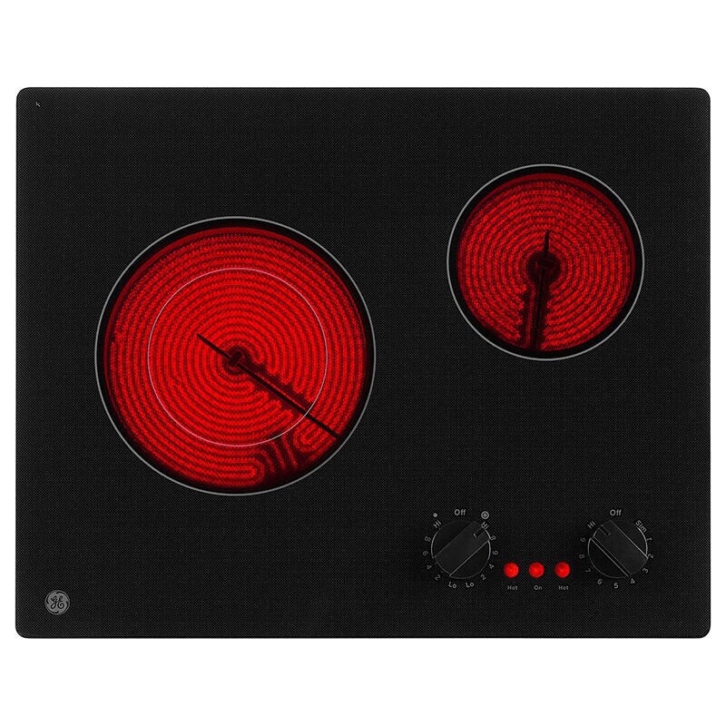 GE 21 in. 2-Burner Electric Cooktop with Simmer Burner - Black, , hires