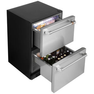 Cafe 24 in. 5.7 cu. ft. Double Refrigerator Drawers - Stainless Steel, Stainless Steel, hires