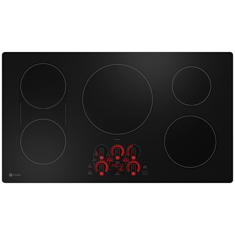 GE Profile 36 in. 5-Burner Smart Induction Cooktop with Simmer Burner & Power Burner - Black, , hires