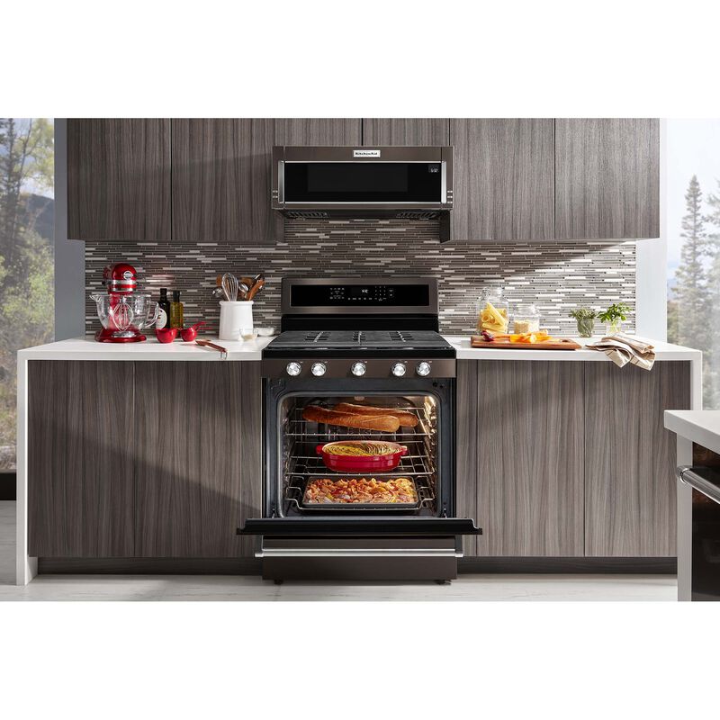 KitchenAid 30 in. 5.8 cu. ft. Convection Oven Freestanding Gas Range with 5 Sealed Burners & Griddle - PrintProof Black Stainless Steel, PrintProof Black Stainless Steel, hires