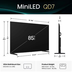 Hisense - 85" Class QD7 Series Mini LED 4K UHD Smart Fire TV, , hires