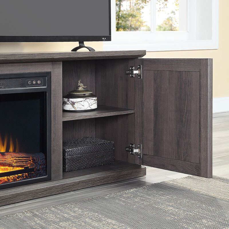 Manhattan Comfort Franklin 60" Fireplace Console - Heavy Brown, , hires