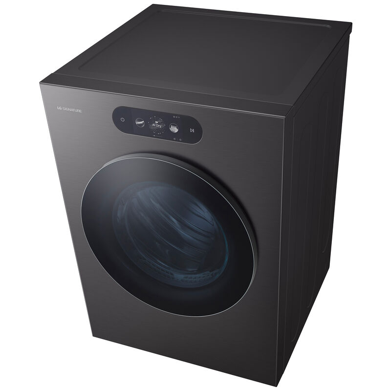 LG Signature 29 in. 9.0 cu. ft. Smart Stackable Electric Dryer with Built-In Intelligence, TurboSteam, AI Sensor Dry & Sanitize Cycle - Brushed Black Steel, , hires